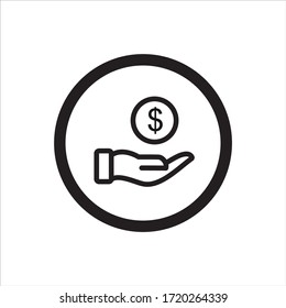 Money in hand icon vector. Simple money in hand sign in modern design style for web site and mobile app. isolated with white background.