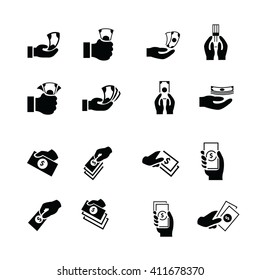 Money in the hand icons