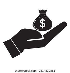 Money in hand icons set. Save money sign. Cash, loan, coin, dollar, saving, budget, earning money, revenue symbol. Hands holding dollar coin flat and line style - stock vector. DESIGN eps 
