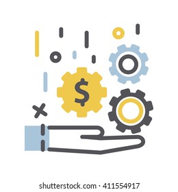 Money in hand icon.Vector thin line  business money concept icon isolated on a white background