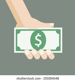 money in hand illustration, vector
