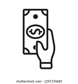 money in hand. Line Icon Vector. Payment system.