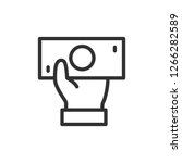 money in hand. linear icon. Line with editable stroke