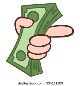 Money in hand on a white background