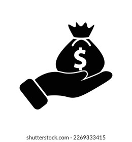 Money in Hand Pictograph.Cash and Money Symbols.Money loan sign.Finance and Wealth Iconography .