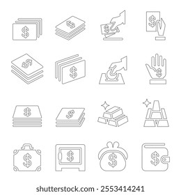 Money  hand , Saving money, Gold, investment icon set