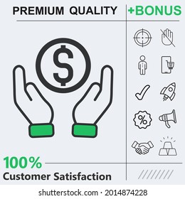 Money in hand vector graphic elements for your work
