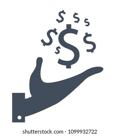 Money in hand. Vector icon.