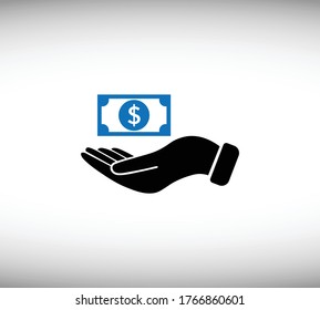 Dinero en mano Icono vector.