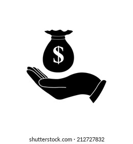 money in hand - vector icon