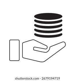 Dinero en mano. Icono de Vector.