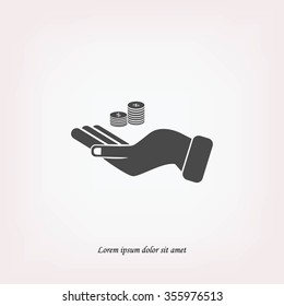 money in hand  vector icon
