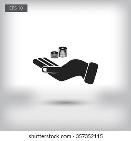 money in hand  vector icon