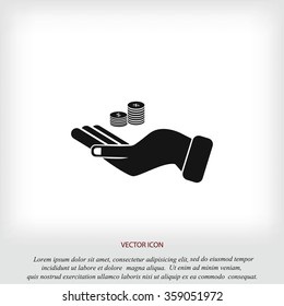 money in hand  vector icon