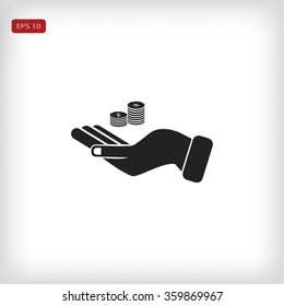 money in hand  vector icon