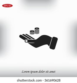 money in hand  vector icon