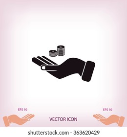 money in hand  vector icon