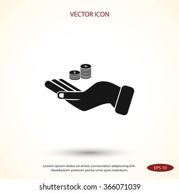 money in hand  vector icon