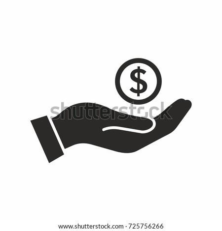 Money in hand. Vector icon.