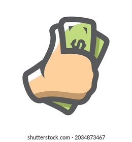 Money in hand Vector icon Cartoon illustration.