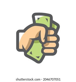 Money in hand Vector icon Cartoon illustration.