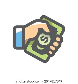 Money in hand Vector icon Cartoon illustration.