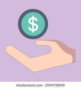 Money In Hand Vector Icon design.