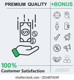 Money in hand vector icon graphic elements for your work