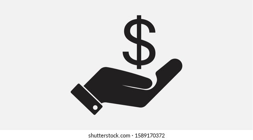 Money in hand. Vector icon. Vector illustration icon. Dollar sign with hand icon