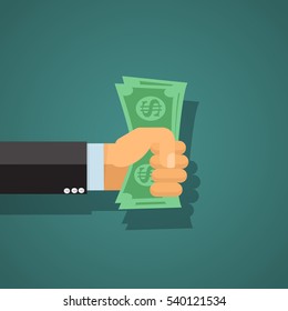 Money in hand  - vector illustration