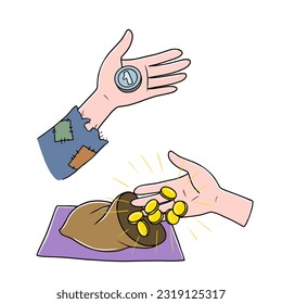 DINERO, MANO. ilustración vectorial. imagen digital