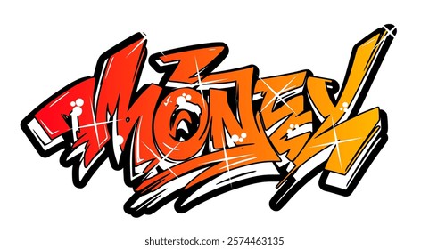 Money. Hand written  graffiti. Vector template for poster, social network, banner, cards. illustration