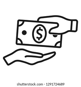 money hands. Line Icon Vector. Payment system. 
