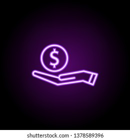 money in the hands neon icon. Elements of business set. Simple icon for websites, web design, mobile app, info graphics