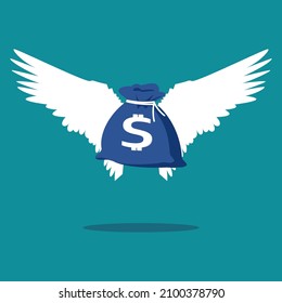 Money has wings to fly. The concept of floating money. financially independent