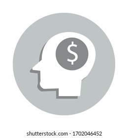 money in head badge icon. Simple glyph, flat vector of Banking icons for ui and ux, website or mobile application