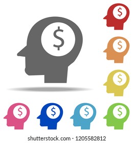 money in head icon. Elements of banking in multi color style icons. Simple icon for websites, web design, mobile app, info graphics