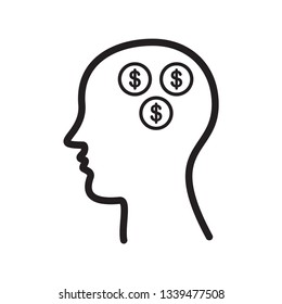 Money and head icon vector