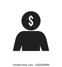 Diseño de iconos de usuario de Money head. ilustración vectorial