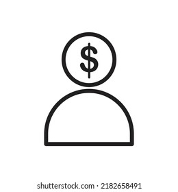 Money head user icon design. vector illustration