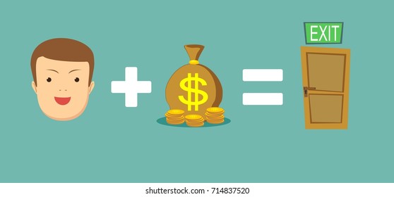 money helps to find a way out. Stock flat vector illustration.