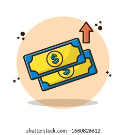 Money High Raye Vector Illustration. Set pay, exchange, bank, earning, gold, payment, loan, income, economy, financial, saving. Flat Cartoon Style Suitable for Sticker, Wallpaper, Icon, etc.