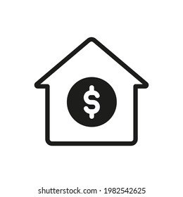 money home icon black and white vector