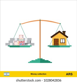 Money for home. Peso banknote. Real Estate Concept vector illustration.