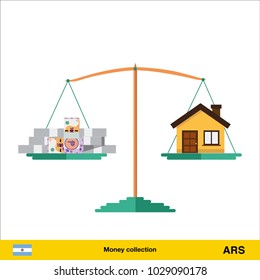 Money for home. Peso banknote. Real Estate Concept vector illustration.