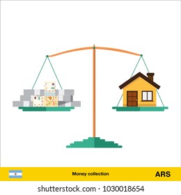Money for home. Peso banknote. Real Estate Concept vector illustration.