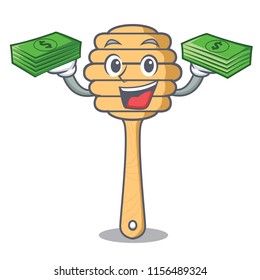 With money honey spoon mascot cartoon