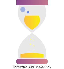Icono vectorial de reloj de reloj de tiempo de cristal de oro. Vidrio de arena aislado sobre fondo blanco. Concepto de beneficios, riesgos y cuenta regresiva de la economía financiera, plazos o rentas de inversión