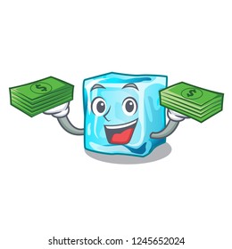 With money Ice cubes set on wiht character