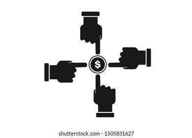 Money icon with 4 hand round vector